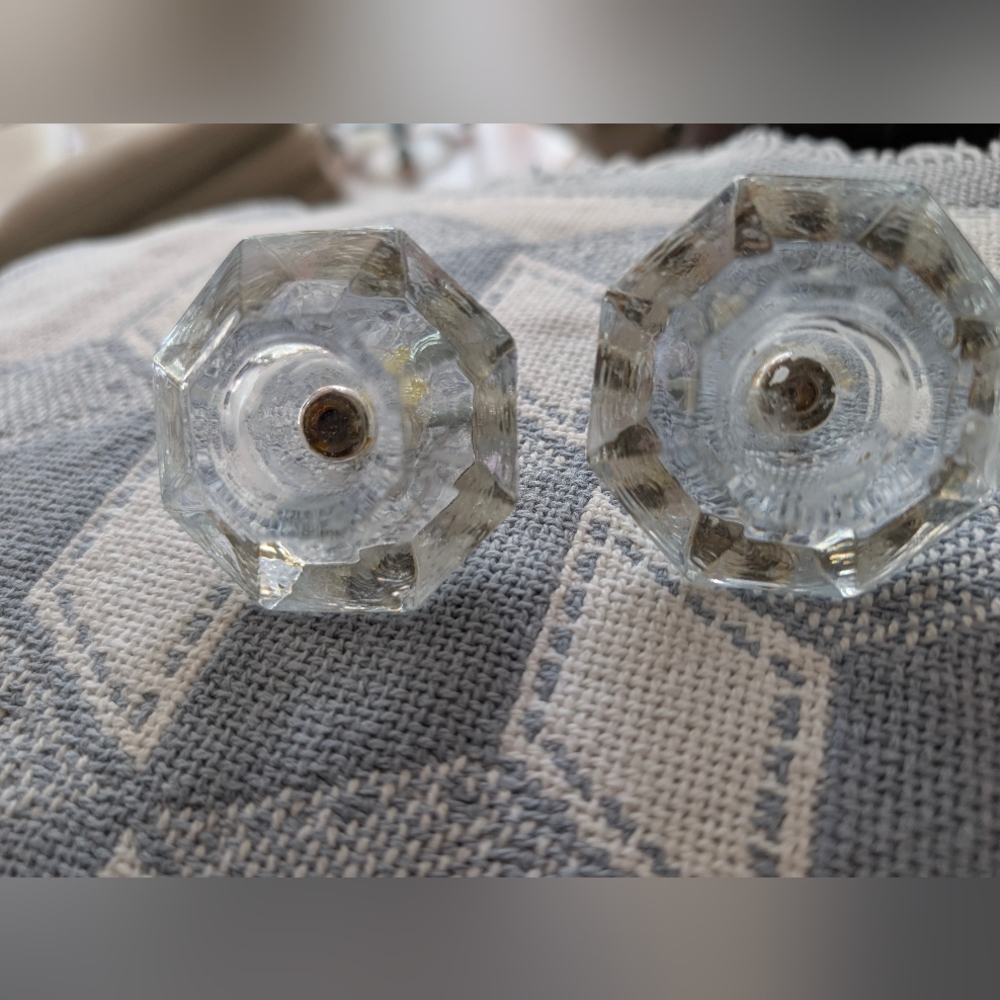 Clear Glass Knob Set Of 2 with Inset Threaded Screw